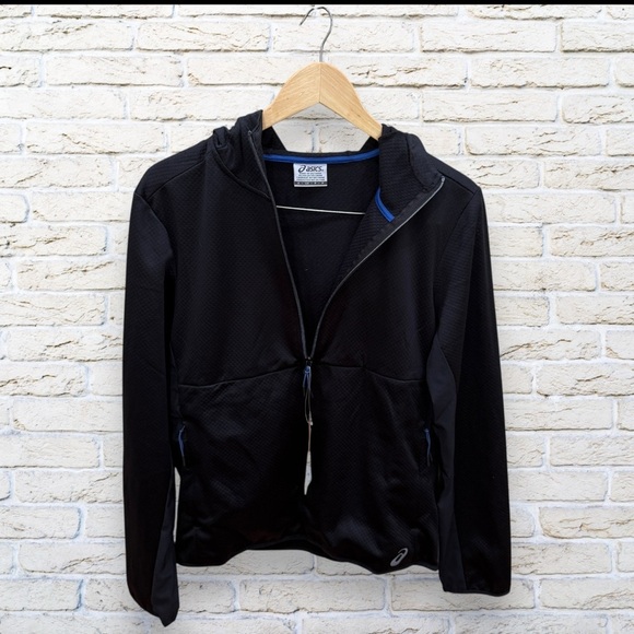 NWT ASICS Mens Knit Grid FLC QTR Zip Pullover Hoodie - Black Size Small - Picture 3 of 6